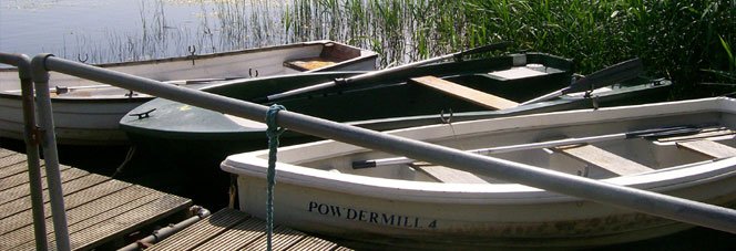 Boats on reservoir water